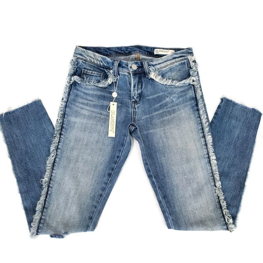 NWT Blank NYC Frayed Skinny Jeans Raw Hem Fray for Days Size 25 Boho - Picture 5 of 14